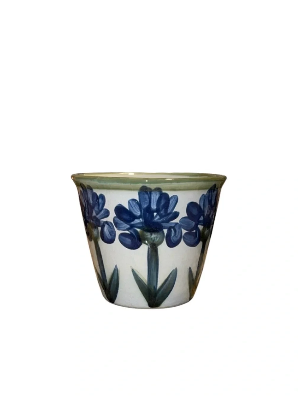 Louisville Stoneware Bachelor Button Blue Cornflower Crock Flower Pot USA